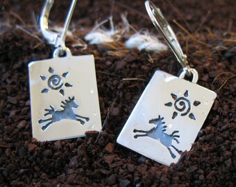 Sterling Silver Spirit Horse Drop Earrings