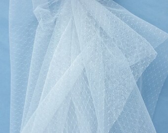 point d'esprit lace fabric in white