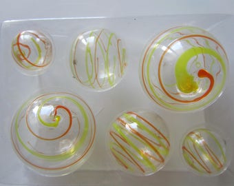 box of 6 glass balls blown mouth - Decoration
