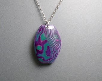 Purple & Blue Agate Slice Necklace - Gemstone Necklace - Agate Gemstone Pendant - Agate Slice Pendant