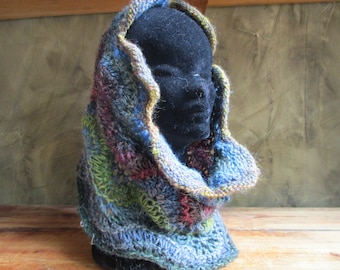 Snood maxi lace collar hand knit "Noro"