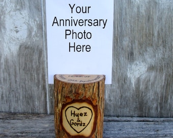Anniversary Photo Holder of Willow Wood Personalized with Your Names and Date