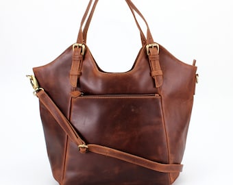 Brown Leather Handbag, Tote, Bag, Shoulderbag