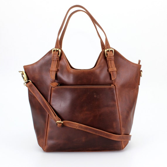 Brown Leather Handbag Tote Bag Shoulderbag