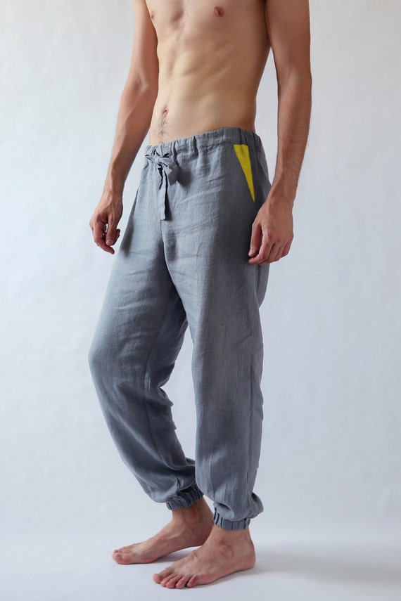 mens linen striped pants