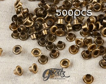 x500PCS. Antique Brass Hole metal Eyelets Grommet 5mm 13/64”