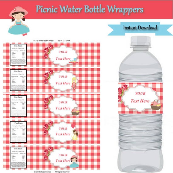 Picnic Party Water Bottle Labelwater WrappersPicnic