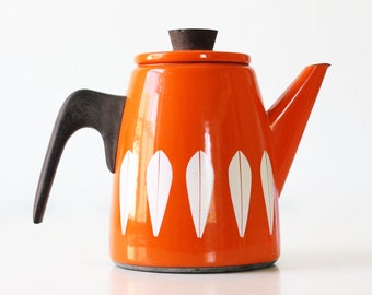 Vintage Cathrineholm Teapot, Orange Lotus Tea Kettle