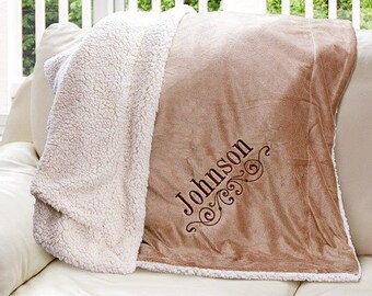 Embroidered Sherpa Blanket, blanket, embroidered blanket, throw blanket, soft, personalized blanket, home decor, gift, winter -gfyE9610184