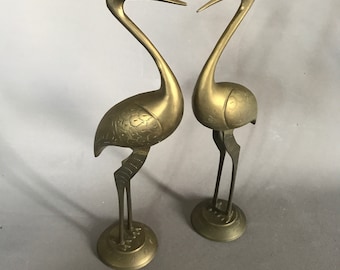 Vintage pair brass birds