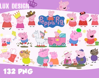 132 PEPPA PIG ClipArt- PNG Images 300dpi Digital, Clip Art, Instant Download, Graphics transparent background Scrapbook
