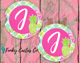 Palm Beach Pineapple Car Coasters