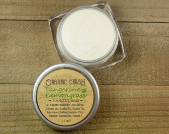 Tangerine + Lemongrass mini HAND CREAM | Organic Hand Lotion | Gifts Under 5 | Gift for Teacher | Organic Body Butter | Travel Size Lotion