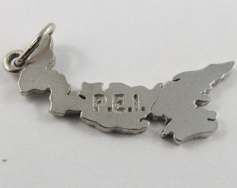 A Map of the Canadian Province of Prince Edward Island Sterling Silver Charm.