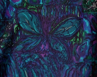 Mod fabric Psychedelic 60s fabric mod abstract fabric butterfly fabric vintage fabric cotton fabric sateen purple butterflies blue fabric