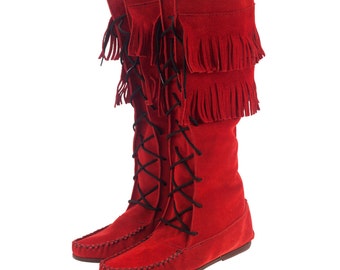 Native mocassins boots With fringes