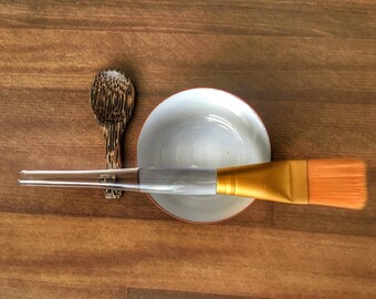 Facial Mask Brush, Bowl and Spoon / Facial Brush- Face Mask Set / Facial Mask for Acne Treatment- Facial Cleanser- Clay Mask- Odette & Joni