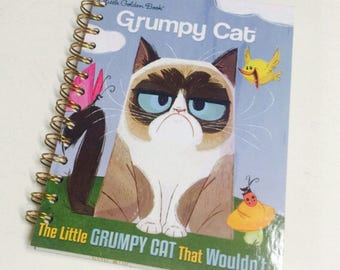 NEW Grumpy Cat Repurposed Little Golden Book Planner/Sketchbook/Journal/Autograph Book