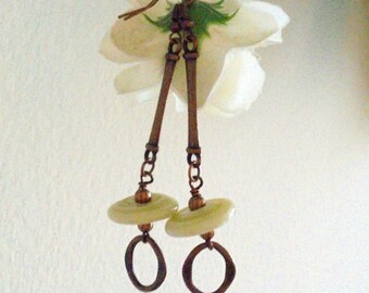 Copper and Cream Earrings (2465)