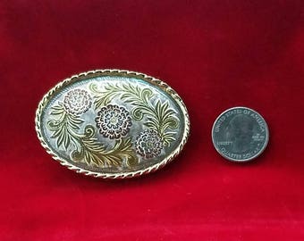 ON SALE! ..Vintage Multi Colored Floral Belt Buckle #8030