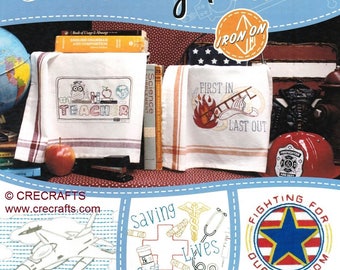 NEW In the Line of Duty Designs Aunt Martha's Hot Iron Embroidery Transfer Booklet 8 pages #412