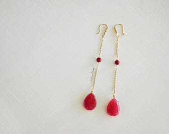 Long handmade earrings chain and briolette