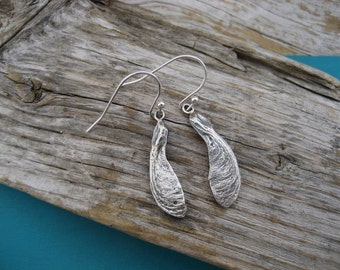 Tiny single maple seed earrings