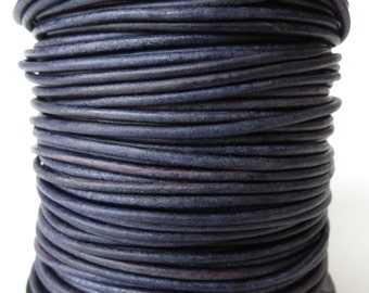 5m leather cord 2mm in distressed pacific blue, leather string for jewellery making, supplies for wrap bracelet making
