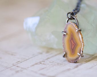 Moctezuma Agate Slice Sterling Silver Statement Necklace - Muse and Reverie