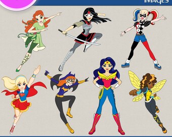 DC SUPERHERO GIRLS clipart, Superhero Girls images, Digital Clipart, Png file, Transparent Backgrounds, digital print, printable images