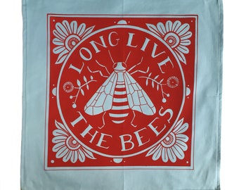 Long Live the Bees Wall Flag - Screen printed Wall Hanging, Bee Art, Nature Art Print, Wall Art Quote Art