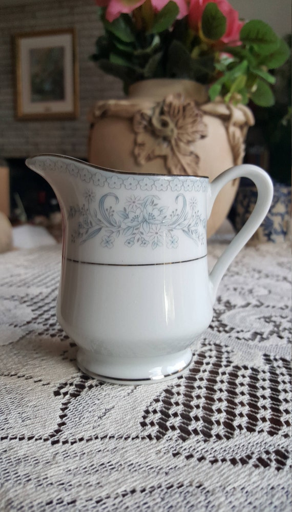 Vintage Mikasa Creamer Dresden Rose Decor Blue Pink Flowers Vintage Mikasa Creamer Dresden Rose Decor Blue Pink Flowers