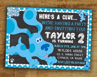 Blues Clues Birthday Invitation, Blues Clues Birthday Party Invite, Digital-Printable-Personalized Blues Clues Invitation, Blues Clues Party