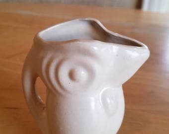 Vintage White Bird Toucan Pitcher / Ewer / Vase
