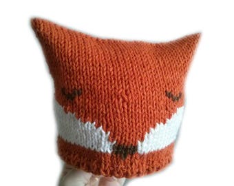 Fox Hat, Knit Baby Hat, Knit Fox Hat, Baby Shower Gift, Baby Gift, Knit Hat