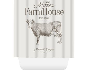 Custom Farmhouse Shower Curtain - Cow, Bull, Cattle - Custom Shower Curtain