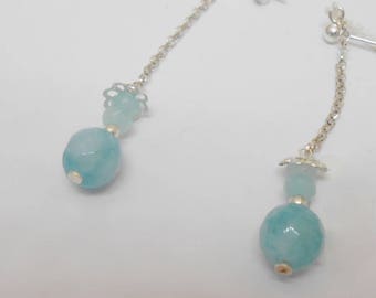 Aquamarine and 925 Sterling Silver earrings
