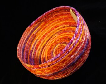 Large Orange, Pink and Purple Fabric Basket