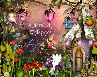Digital Scrapbook Kit -Charmed Whispers {Embellishments} PNG - Clip Art - Fantasy Themed - Digital Magical Scrapbook-Overlays- Enchanted