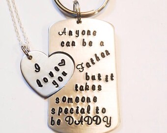 personalized hand stamped daddy daughter keychain anyone can