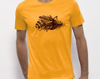 Hand Screenprinted T-shirt / Insect / Yellow