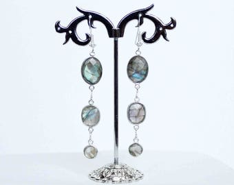 Long EARRINGS with labradorite