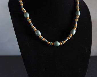 Vintage handmade clay bead necklace