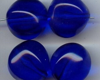 6 Vintage Sapphire Acrylic 23mm. Round Nugget Beads 6458