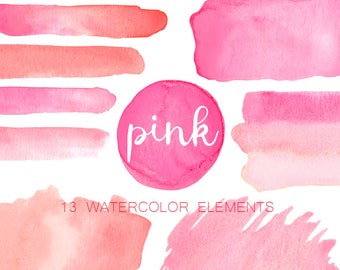 Red and Pink Watercolor Clipart - Blush watercolor - Watercolor brush clipart - valentine's clipart - instant download - Commercial Use