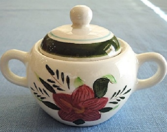 Stangl Pottery SUGAR BOWL & LID Country Garden Pattern Brown Body c.1956-78 Unused