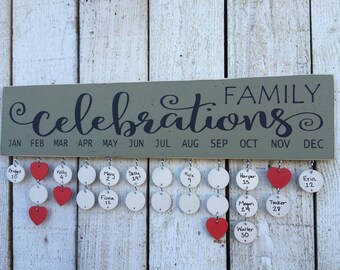 Mother's Day gift - Family birthday board, Family celebrations sign, birthday calendar, wall family calendar, gift for grandma