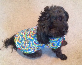 Dog Harness—#842— Medium—Cotton & Flannel—Button trim