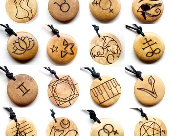 Personalised Gift Necklace Custom Design Customised Jewellery Pyrography Wooden Pendants Mens Necklace Unisex Perfect Gift Idea