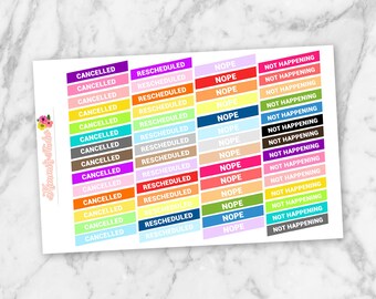Cancelled / Rescheduled / Nope / Not Happening Planner Stickers - 48 Total! Perfect for Erin Condren Life Planners!